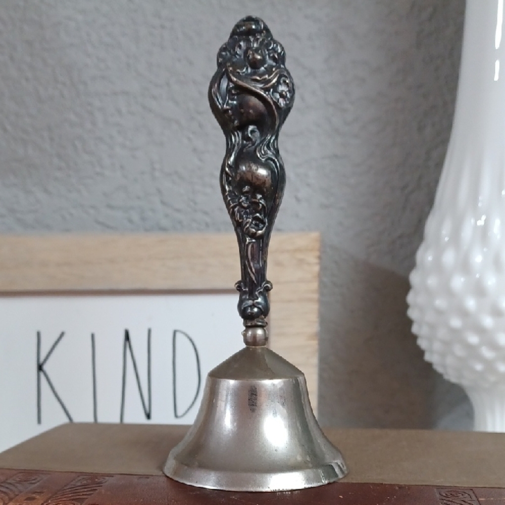 Vintage Silver Handheld Bell Library Desk Office